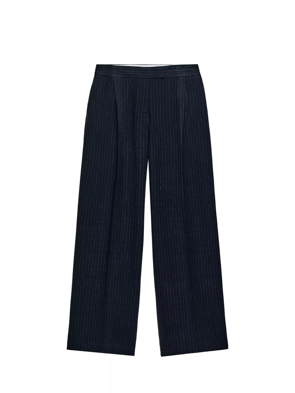 Zara Navy Pinstripe Wide-Leg Pants